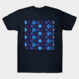 Blue Mosaic Snowflakes T-Shirt